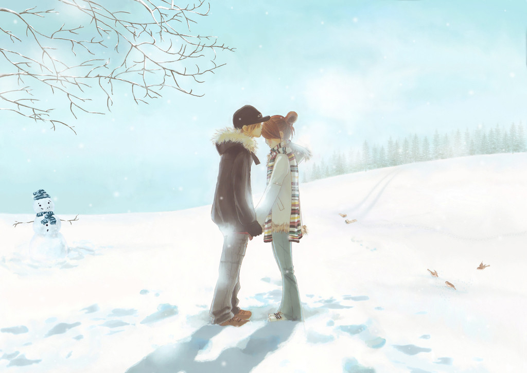 парень и девушка зима 
